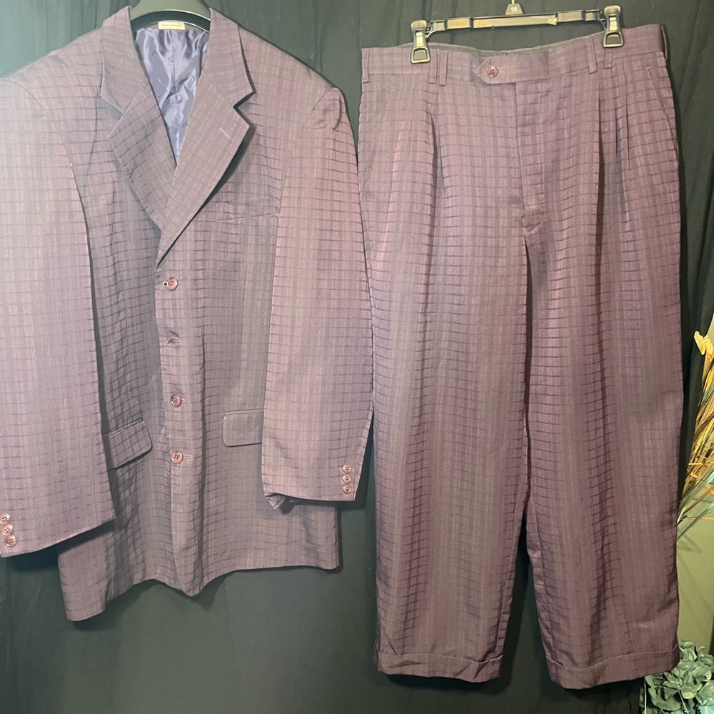 Soprano Men’s Purple Checkered & Lines Pants- Size 42L